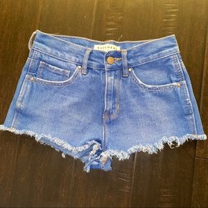 BULLHEAD HIGH RISE JEAN SHORTS SZ 23 DENIM